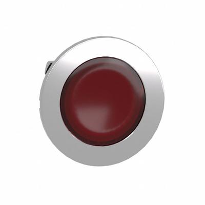SCHNEIDER Flush Push Button: Red, 30 mm Mounting Size, Metallic - Illuminated Flush-Mount Push-Button Operators