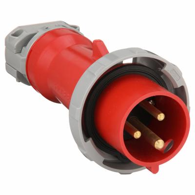 HUBBELL Pin and Sleeve Plug: Red, 480V AC, Single Phase, 30 A, 2 Pole, 3 Wire - Watertight Plugs