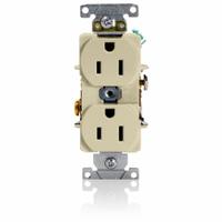 LEVITON Receptacle: Duplex, 5-15, Ivory, 125V AC, 15 A, 2 Pole / 3 Wire (MPN 5252-I)