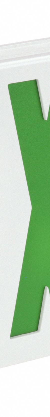 Exit Sign: Emergency Battery Backup, LED, White, Green, 1 or 2 Faces, Ceiling, Nickel Cadmium (MPN CEGRC). Key specifications — Voltage: 120/277 V AC; Directional Indicators: Universal Field Selectable Chevrons; Text Color: Green; Brand: COMPASS; Emergency Battery Backup: Yes; Housing Color: White; Lighting Technology: LED; Remote Capable: Yes.