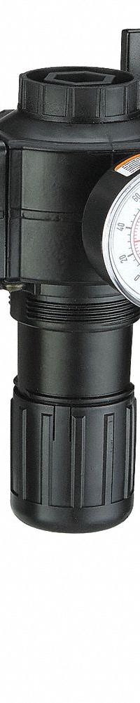 SPEEDAIRE Filter/Regulator/Lubricator: 3/8 in NPT, 114 cfm, 150 psi Max Op Pressure, 5 micron (MPN 7D735). Key specifications — attr109524: SPEEDAIRE.