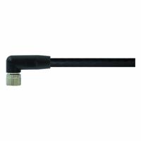 Cordset: M8 Female Right Angle X Bare Wire, 4 Pins, Black, PVC, 15 m Cable Lg, 24 AWG Wire Size (MPN 7000-08101-6111500). Key specifications — Cable Jacket Color: Black; End 1 Mounting Orientation: Right Angle; End 1 Gender: Female; End 1 Connection Type: M8; Cable Jacket Material: PVC; Brand: MURRELEKTRONIK; IP Rating: IP66K; End 2 Connection Type: Bare Wire.