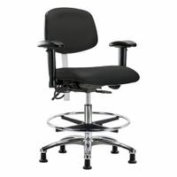ESD/Cleanroom Task Chair: Vinyl, Arms Included, Ht Range 21 1/2 in to 29 in, 19 in Seat Wd, Adj (MPN BR-NECR-MBCH-CR-T1-A1-CF-EG-ESDBLK). Key specifications — Foot Support: Yes; Back Tilt Backward: 13.5°; Back Tilt Forward: 10.5°; Base Material: Aluminum; Brand: APPROVED VENDOR; Product Type: Cleanroom Task Chair; Cleanroom Class: ISO 5; ESD-Safe: ESD-Safe.