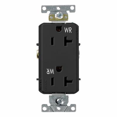 LEVITON Plugs and Receptacles: Duplex, 5-20, Black, 125V AC, 20 A, 2 Pole / 3 Wire (MPN WDR20-E) - General Purpose Receptacles