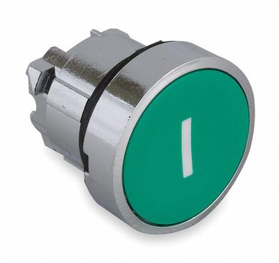 SCHNEIDER Flush Push Button: Green, 22 mm Mounting Size, Metallic - Flush-Mount & Recessed Push-Button Operators