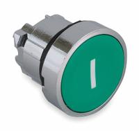 SCHNEIDER Flush Push Button: Green, 22 mm Mounting Size, Metallic, Momentary (MPN ZB4BA331). Key specifications — Brand: SCHNEIDER; Action: Momentary; Legend: I; Series: XB4; Push Button Material Type: Metallic.