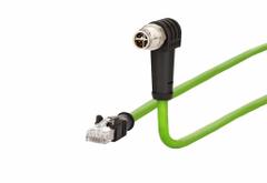 METZ CONNECT Ethernet Cable: Cat7, M12 Male Angle x RJ45 Male Straight, 10 m Lg, PUR, Green (MPN 142M2X59100 (new)). Key specifications — Brand: METZ CONNECT; Cable Jacket Color: Green; End 1 Coding: X; IP Rating: IPX5; Performance Category: Cat7.