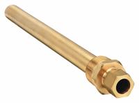 SPENCE Threaded Thermowell: Brass, For 13 3/8 in Stem Lg, 10 1/2 in Insertion Lg, 250 psi, 400°F (MPN 99B). Key specifications — Maximum Operating Temperature: 400°F; Brand: SPENCE; Maximum Operating Pressure: 250 psi.