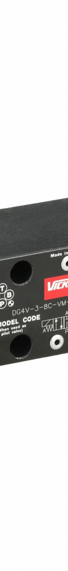 VICKERS Hydraulic Directional Valve: 12 gpm Max Flow Rate, D03 NFPA Size, Three Positions, Tank (MPN 02-145162). Key specifications — attr1018253: VICKERS; attr1018274: D03; attr1018283: Tank; attr1018249: 02-145162; attr1018300: Electrical; attr1018289: DG4V.