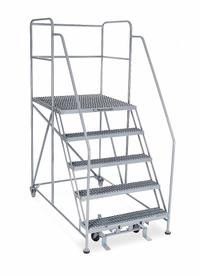 COTTERMAN Mobile Work Platform: 4.2 ft Platform Ht - Max, 36 in x 24 in, Steel, 800 lb Load Capacity (MPN 5WP3624RA3B4B8AC1P6). Key specifications — Folding: Not Foldable; Mobility: Rolling; Components Included: Rubber Foot Pads; Use Location: Indoor; Brand: COTTERMAN; Color: Gray; Height Adjustability: Fixed Height; Includes Handrails: Handrails Included.