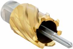 SLUGGER BY FEIN Annular Cutter: 1 9/16 in Cutter Dia, 1 in Max Cutting Dp, TiN, High Speed Steel (MPN 63134396104). Key specifications — attr253884: No; attr253885: TiN; attr253886: High Speed Steel; attr253887: Weldon Flat; attr253888: Fractional Inch; attr277149: SLUGGER BY FEIN.