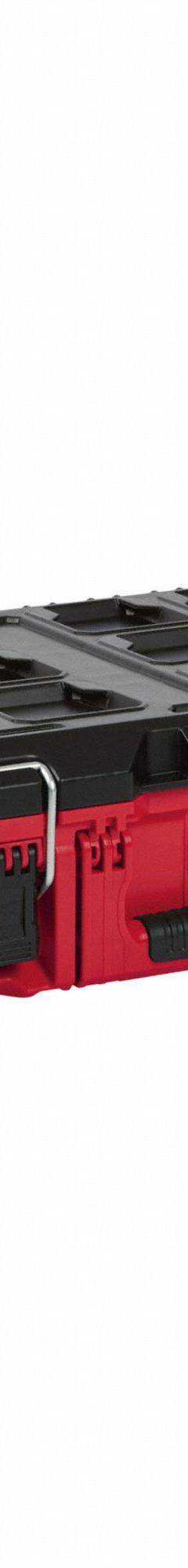 MILWAUKEE PACKOUT Tool Case: 22 1/8 in W x 16 3/16 in D x 6 1/2 in H, Plastic, Black/Red, 4 Dividers (MPN 48-22-8424). Key specifications — attr1120253: MILWAUKEE; attr1120340: Plastic; attr1120341: Red.