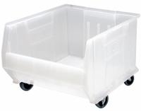 QUANTUM STORAGE SYSTEMS Mobile Bin: 23 7/8 in Overall Lg, 16 1/2 in x 11 in, Clear, Stacking Capable (MPN QUS964MOBCL). Key specifications — Mobility: Mobile; Material: Plastic; Brand: QUANTUM STORAGE SYSTEMS; Stackable: Stacking Capable.