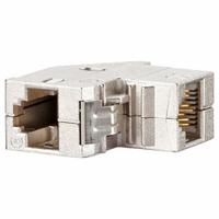 METZ CONNECT Coupler Module: Cat6A, Data/HDBaseT/Power, 8 Poles, 90° Angled, Cable, Zinc Die-Cast (MPN 1309A1-I). Key specifications — Housing Material: Zinc Die-Cast; Mounting Type: Cable; Connector Color: Metallike; Performance Category: Cat6A; Application: Power; Connector Gender: Female; Connector Orientation: 90° Angled; RJ45 Connector Type: E-DAT Module Coupler.