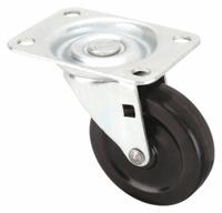 APPROVED VENDOR Plate Caster: Swivel, No Brake, Rubber, 3 in Wheel Dia, 1 5/16 in Wheel Wd, Slot (MPN P2S-R030D-12-001). Key specifications — Wheel Bearing Type: Delrin; Wheel/Tread Color: Black; Brand: APPROVED VENDOR; Caster Type: Swivel.
