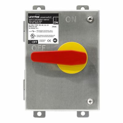 LEVITON Disconnect Switch: Non-Fusible, 60 A, Single or Three Phase, 600V AC - Non-Fusible Safety Switches