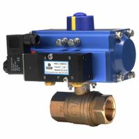 DYNAQUIP CONTROLS Pneumatically Actuated Two-Way Ball Valve: 1/2 in, Brass, FNPT x FNPT, Two-Piece (MPN PHG23ATSR05210A). Key specifications — Brand: DYNAQUIP CONTROLS; Pilot Solenoid Voltage: Not Included.