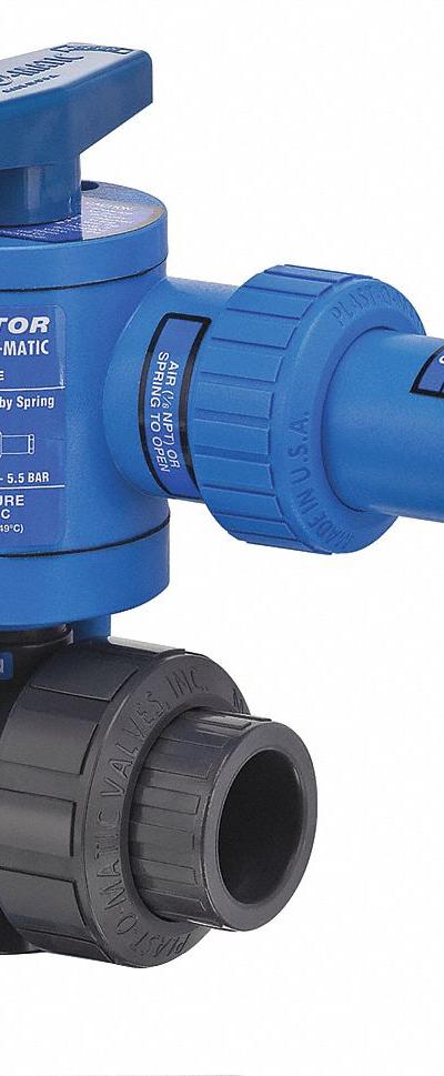 PLAST-O-MATIC Pneumatically Actuated Two-Way Ball Valve: 1/2 in - PVC Pneumatically-Actuated Ball Valves