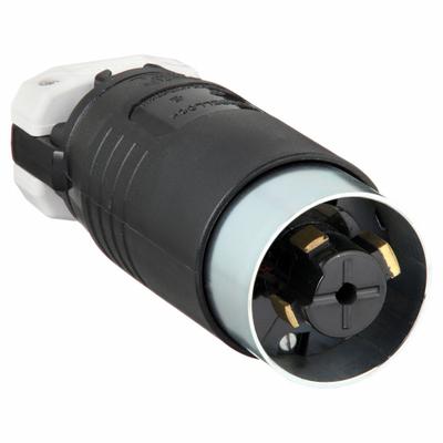 HUBBELL Locking Plug: Non-NEMA, Black/White, 250V DC/600V AC, 20 A_30 A, 4 Pole - General Purpose Plugs