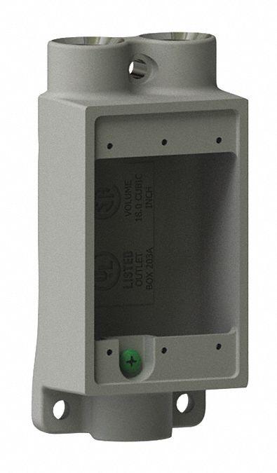 HUBBELL KILLARK Device Box: Iron, Rectangular, 1 Gangs, 1/2 in Hub Size, 18 cu in Capacity - Iron Weatherproof Electrical Boxes