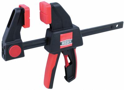 BESSEY Trigger Clamp: Soft-Touch Grooved, 12 in Max Jaw Opening, 6 1/4 in to 17 3/4 in - Dual-Function Trigger Clamps & Spreaders