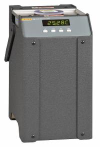 FLUKE Thermometer Calibrator: -22°F to 257°F /-30°C to 125°C, -22°F to 257°F /-30°C to 125°C (MPN 7103-156). Key specifications — Brand: FLUKE; Accuracy: +/-0.25°C; Stability: ±0.05°C at 125°C (Oil 5010); Common Fluid Compatibility: Water (Distilled).