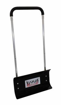 MANPLOW Snow Pusher: Plastic, 15 1/2 in Blade Lg, 24 in Blade Wd, 0.19 in Gauge, 50 in Handle Lg (MPN RevX24). Key specifications — Brand: MANPLOW; Handle Grip: U Handle.