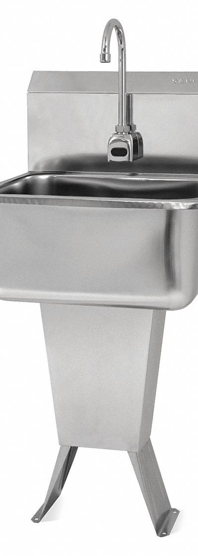 SANI-LAV Hands-Free Sink: 41 1/2 in Overall Ht - One-Station Freestanding Hand Sinks with Faucets