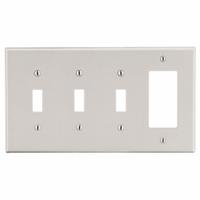 HUBBELL Wall Plate: Combo, 4 Gang, Almond, Std Size (MPN P326LA). Key specifications — Brand: HUBBELL; Material: Polycarbonate.