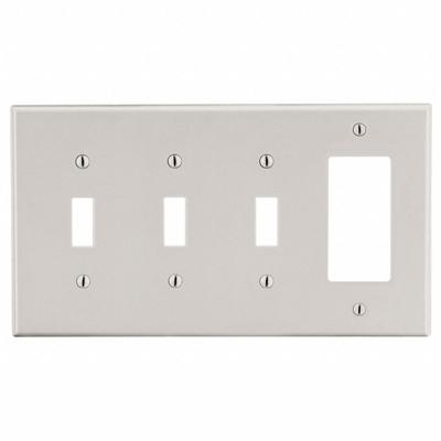 HUBBELL Wall Plate: Combo, 4 Gang, Almond - Combination Wall Plates