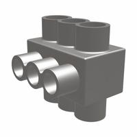 BURNDY Multitap Connector: 4 Port, Double-Sided Entry, 10 AWG – 250 kcmil Wire Size, Black (MPN 1PLD2504). Key specifications — Body Material: Aluminum; Brand: BURNDY.