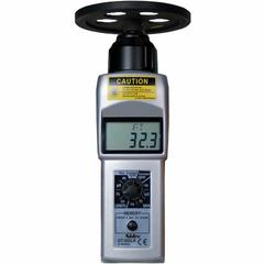 NIDEC-SHIMPO Tachometer: +/-0.006% RPM Accuracy, 1 RPM, 25,000 RPM Max Contact RPM, Included, NIST (MPN DT-205LR-S12). Key specifications — Includes: 3.5 in Extension Shaft; Brand: NIDEC-SHIMPO; Digital Display Screen Type: LCD; RPM Accuracy: +/-0.006%; RPM Resolution: 1 RPM; Calibration Certificate: Included.
