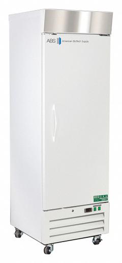 AMERICAN BIOTECH SUPPLY Lab Refrigerator: 16 cu ft, Upright, 1°C to 10°C, 29 3/4 in Overall Dp, Temp (MPN ABT-HC-SLS-16). Key specifications — Door Opening Style: Right; Color: White; Alarm Type: Temperature; Manufacturer Part Number: ABT-HC-SLS-16; Brand: AMERICAN BIOTECH SUPPLY; Product Type: Lab Refrigerator; Door Type: Swing Solid; Refrigerant Type: R-290.