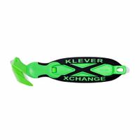 KLEVER Antimicrobial Safety Cutter: 7 in Overall Lg, Oval Handle, Rubberized, Steel, Green (MPN KCJ-XC-35X). Key specifications — attr307620: Green; attr307617: Oval; attr307618: Rubberized; attr307619: Steel; attr307627: Anti-Microbial; attr324885: KLEVER.
