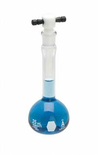 KIMBLE Volumetric Flask: 10 mL, Colorless, Conical, A, +/-0.02 mL, Includes Closure (MPN 28014F-10). Key specifications — Shape: Conical; Tolerance: +/-0.02 mL; Body Color: Colorless; Brand: KIMBLE; Compatible with Stopper Size: 9; USP Specification: Type I.