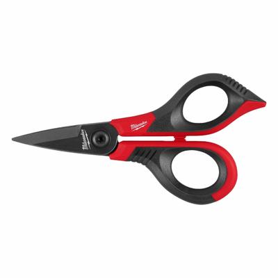 MILWAUKEE Kevlar Shears: Ambidextrous, 3 1/4 in Overall Lg, Serrated, Steel, Pointed - Manual-Opening Shears
