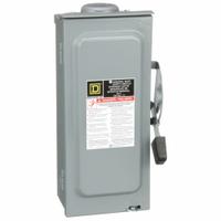 SQUARE D Safety Switch: Fusible, 60 A, Single Phase, 240V AC, Galvanized Steel, Indoor/Outdoor (MPN D222NRB). Key specifications — Brand: SQUARE D.
