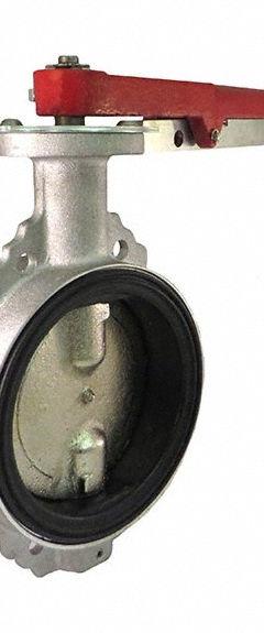 MILWAUKEE VALVE Butterfly Valve: 6 in Pipe Size, Wafer, Aluminum, 30 psi Max. Pressure (CWP), EPDM (MPN P2855E 6"). Key specifications — Handle Type: Lever; Brand: MILWAUKEE VALVE.