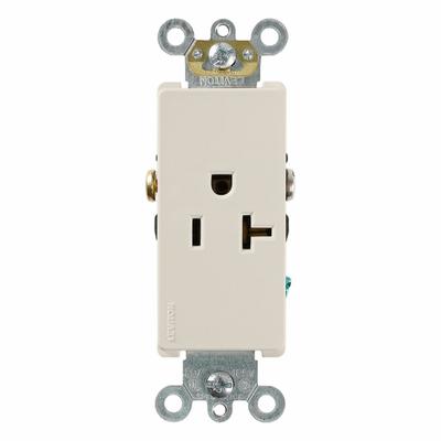 LEVITON Plugs and Receptacles: Single, 5-20, Light Almond, 125V AC, 20 A - General Purpose Receptacles