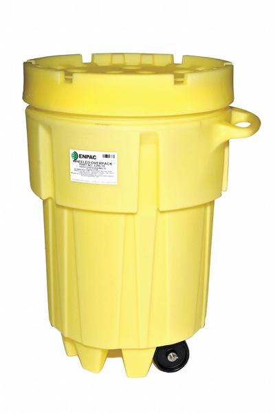 ENPAC Salvage Drum: Polyethylene, 95 gal, Screw-On Lid, Unlined/No Interior Coating - Mobile Plastic Salvage Drums