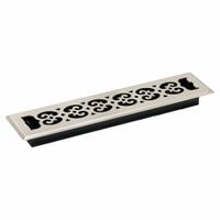 Floor Register: Floor, 15 1/2 in H, 3 3/4 in W, Decorative, Brushed, Nickel, Steel Grille, One-Way (MPN SPH214-NKL). Key specifications — Adjustable Blades: No; Brand: DECOR GRATES; Airflow Directions: One-Way; Grille Color: Nickel.