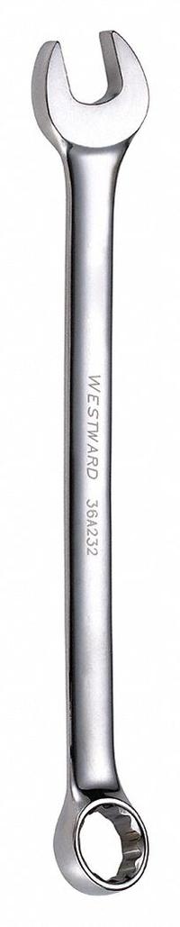 WESTWARD Combination Wrench: Alloy Steel, Chrome, 17 mm Head Size, 8 7/8 in Overall Lg, Offset (MPN 36A232). Key specifications — attr309539: 17 mm; attr309567: No; attr324930: WESTWARD.