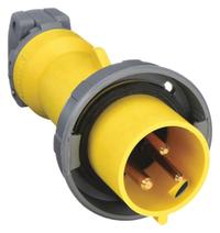 HUBBELL Pin and Sleeve Plug: Yellow, 125V AC, Single Phase, 30 A, 2 Pole, 3 Wire, IEC Grounding (MPN HBL330P4W). Key specifications — Brand: HUBBELL.