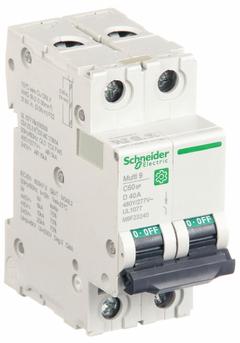 SCHNEIDER IEC Supplementary Protector: 40 A Amps, 10kA at 240V AC, Screw Clamp, C60SP, D (MPN M9F23240). Key specifications — attr195785: Screw Clamp; attr195787: 240/415/440V AC; attr195786: D; attr195783: Not Rated; attr195784: 10kA at 240V AC; attr215906: C60SP; attr211128: SCHNEIDER.