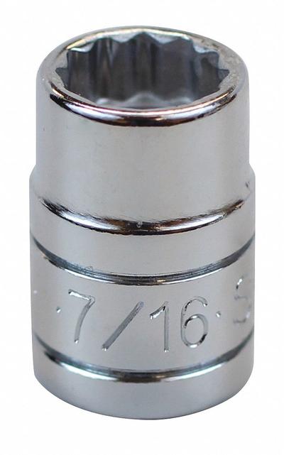 SK PROFESSIONAL TOOLS Socket: SAE, 3/8 in Drive Size, 7/16 in Socket Size, 12-Point, Std - 3/8" Drive Hand Sockets