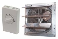 Attic Exhaust Fan: Gable Mount, Electric Motor, Max. 1,600 sq ft Attic, 844 cfm Max., Thermostat (MPN 347HX8). Key specifications — Includes: Guard; Includes Humidistat: No; Includes Shutter: Yes; Includes Thermostat: Yes; Mounting Location: Gable; Nameplate Voltage: 120V AC; High-Efficiency Motor: No; Brand: DAYTON.