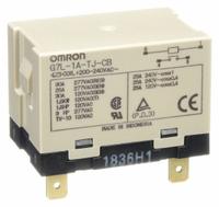 OMRON Enclosed Power Relay: Bracket Mounted, 30 A Current Rating, 200/240V AC, SPST-NO (MPN G7L-1A-TJ-CB-AC200/240). Key specifications — Brand: OMRON; Base Type: Square; Mounting Style: E-Bracket; Electrical Connection: Quick-Connect; Manufacturer Part Number: G7L-1A-TJ-CB-AC200/240; Operating Current: 30 A; Series: G7L Series; Relay Bracket Type: E-Bracket (Sold Separately).