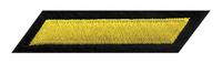 HEROS PRIDE Embroidered Patch: Hashmark, 2 in x 3/8 in, Black/Gold, Felt/Plastic, Sew-On (MPN 5371). Key specifications — attr1074238: Sew-On; attr188498: 2 in x 3/8 in; attr188499: Gold; attr188500: Plastic; attr188503: Hashmark; attr193746: HEROS PRIDE.