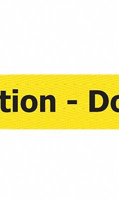 TENSABARRIER Retractable Belt Barrier: Fixed Mounting Plate, 30 ft Belt Lg, Caution Messaging (MPN 897-30-S-35-NO-YAX-C). Key specifications — Message Color: Black; Frame Color: Black/Yellow; Brand: TENSABARRIER; Belt Color: Yellow.