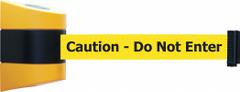 TENSABARRIER Retractable Belt Barrier: Fixed Mounting Plate, 30 ft Belt Lg, Caution Messaging (MPN 897-30-S-35-NO-YAX-C). Key specifications — Message Color: Black; Frame Color: Black/Yellow; Brand: TENSABARRIER; Belt Color: Yellow.
